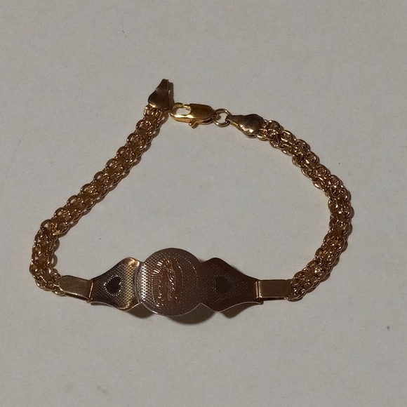 Virgin Mary Gold Plated Bracelet Oro Laminado Virgen De Guadalupe Pulsera NWOT - Picture 7 of 8